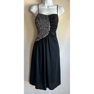 Vintage 80s‎ Glenrob Black Sequin Asymmetrical Cocktail Dress S Studio 54 Glam